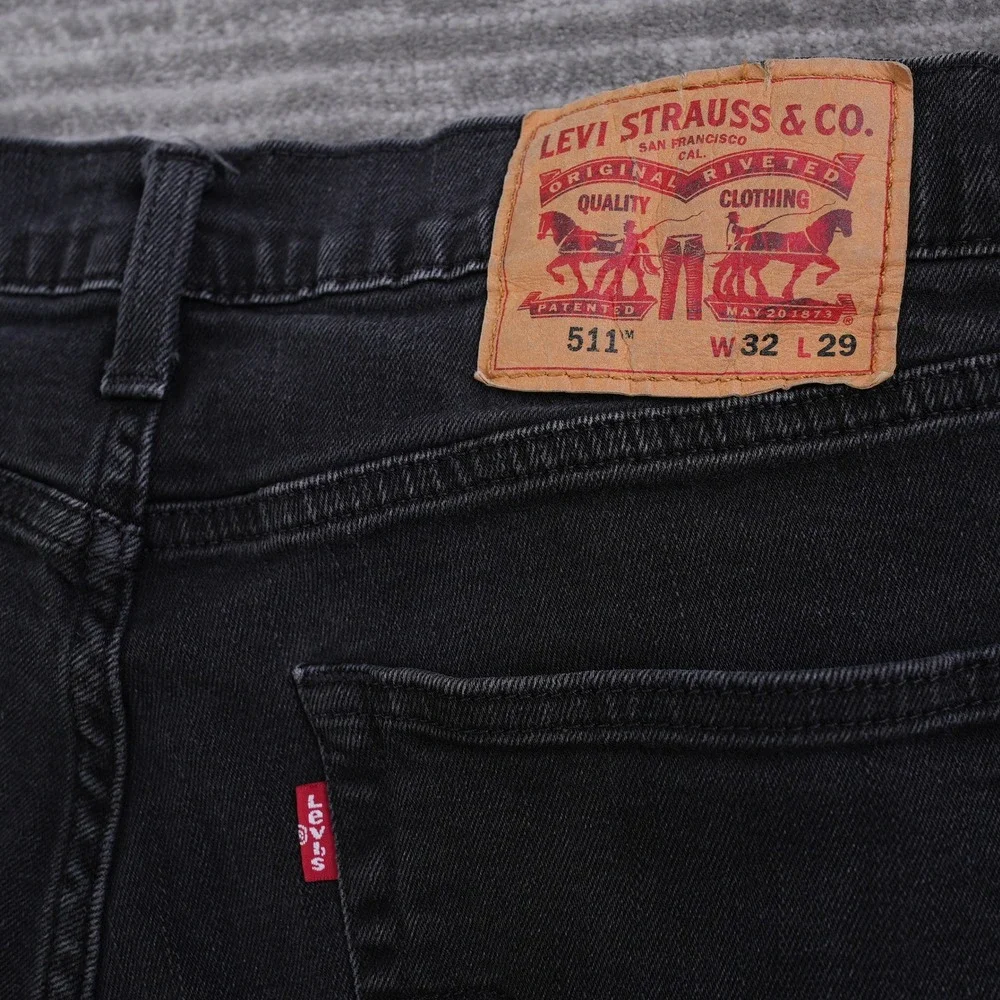 Levis 511 Slim Fit‎ Black Jeans Mens Denim Pants 32x29 (Fit 30x24.5)